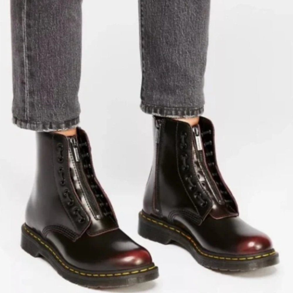 Dr Martens 1460 Pascal Leather Zipper Boots Cherry Red Size 7
